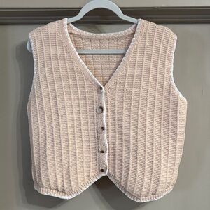 SHEIN Women's Tan V-Neck Sweater Vest